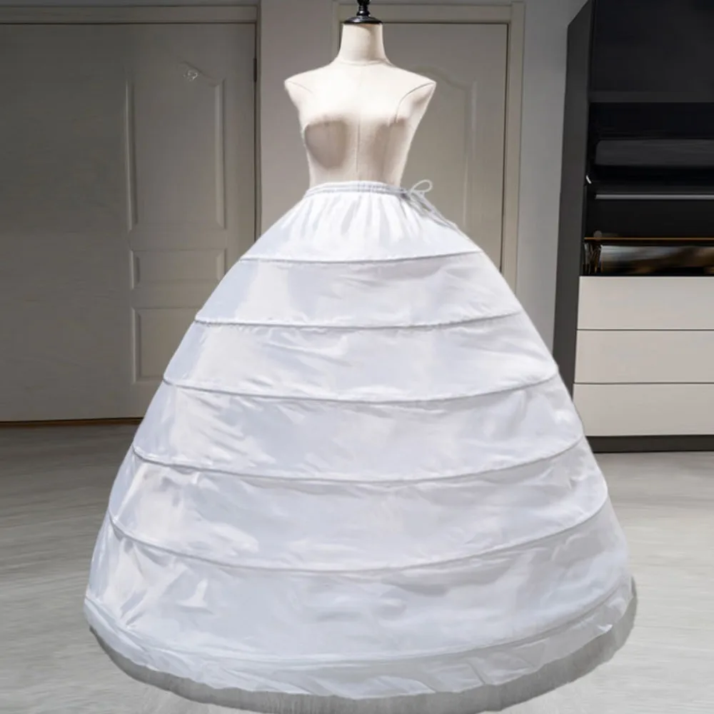 Simple Elegant 6-Hoop Fishbone Tulle Floor-Length Petticoat Bridal Wedding Petticoat Wedding Dress Accessory