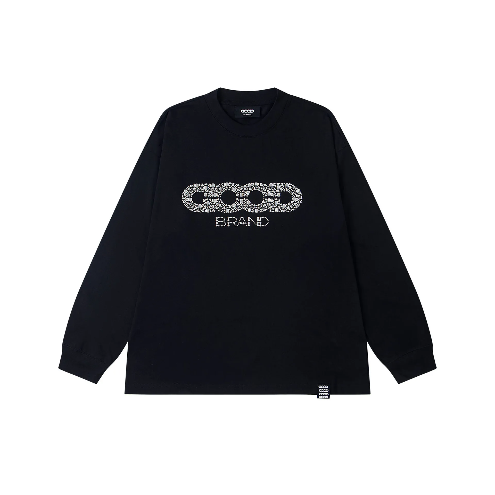 

Goodbrand New 2026 Letter Cutout Diamond Pattern Long Sleeve Crew Neck T-Shirt Unisex Oversized Casual