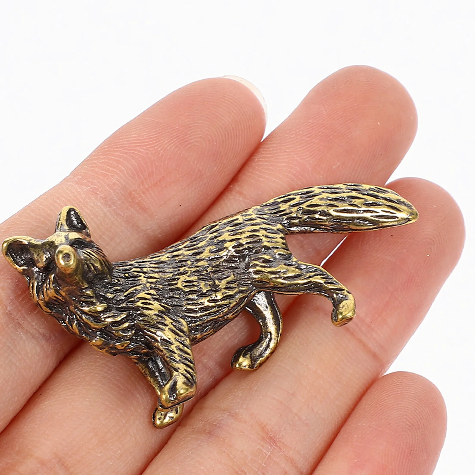 

Mini Fox Brass Decor Retro Style Animal Craft Gold Desktop Ornament Decorative for Room Office Gold Decor