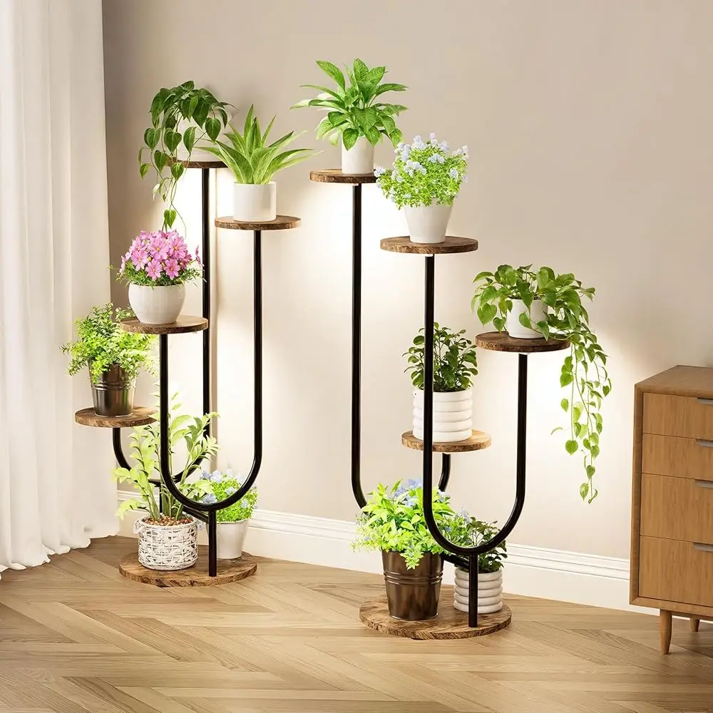 

Plant Stand Indoor With Grow Light, 2 Pa Metal Plant Shelf, 5 Tiered Corner Plant Stand Display Shelves Flower Holder For