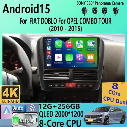 Imagen 1 del producto Radio de coche Android 15 para FIAT DOBLO / OPEL COMBO TOUR 2010-2015 GPS Navi 1280*720 QLED DSP Carplay reproductor Multimedia sin DVD