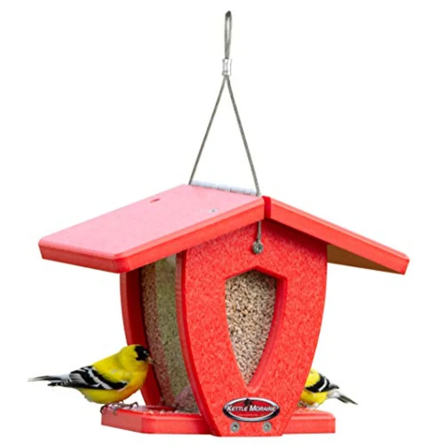 

Recycled Mini Moraine Hopper Feeder for backyard bird feeding made of recycled plastic charcoal gray weather-resistant and easy