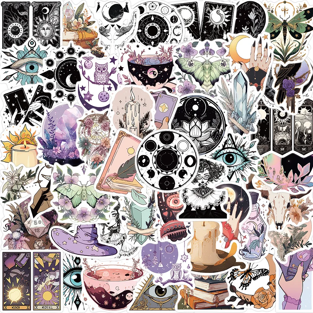 10/30/50pcs Magic Crystal Boho Witch Stickers Astrology Tarot Goth Decals DIY Skateboard Car Laptop Luggage Classic Sticker Toy