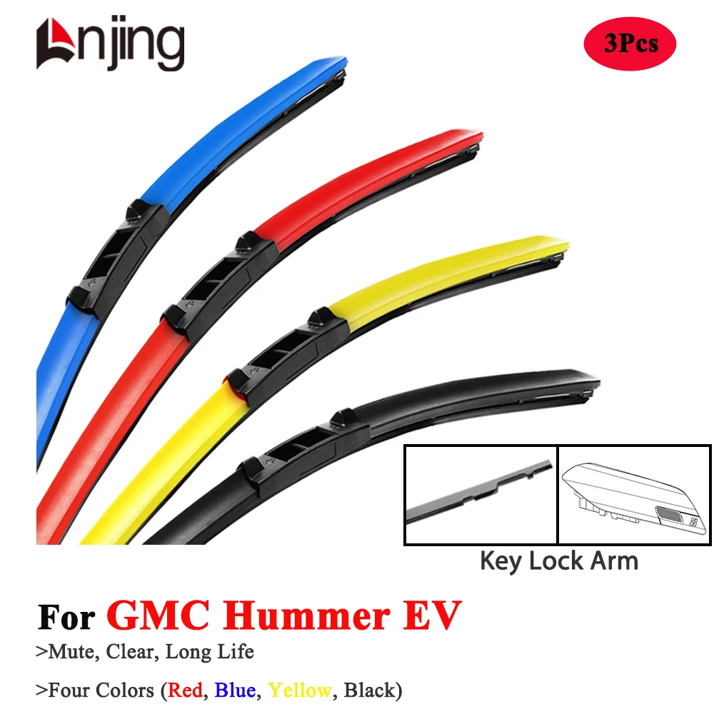 LNJING Colorful Wiper Blades For GMC Hummer EV 2 2X 3X SUV 2022 2023 2024 2025 Model Car Accessories Red Blue Windshield Wipers