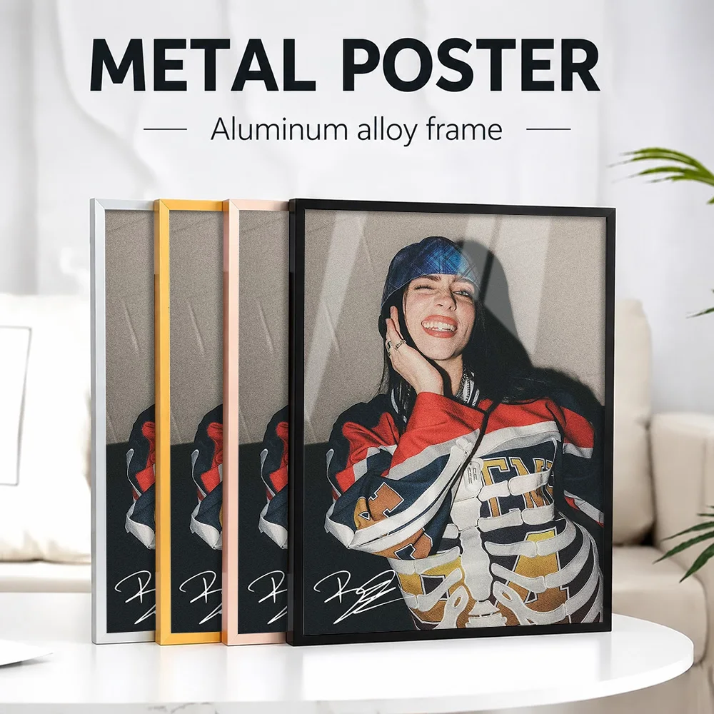 Billie Eilish Metal Poster With Aluminum Alloy Frame Personalized Photo Bold Concert Style Wall Art For Bedroom Music Fan Gift