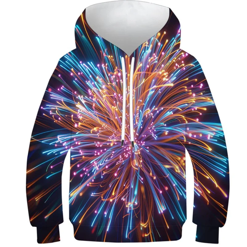 New Year Fireworks Pattern Hoodie For Men Guitar Koi 3D Printed Long Sleeve Casual Pullover Street Tops Hoodies Loose Sweatshirt