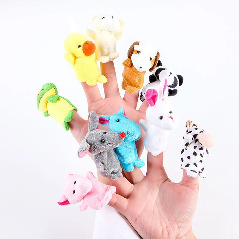 Boneca de mão dos desenhos animados fantoche de dedo brinquedo de pelúcia para bebês e crianças conforto fantoche de mão de ponta do dedo mini brinquedo pequeno