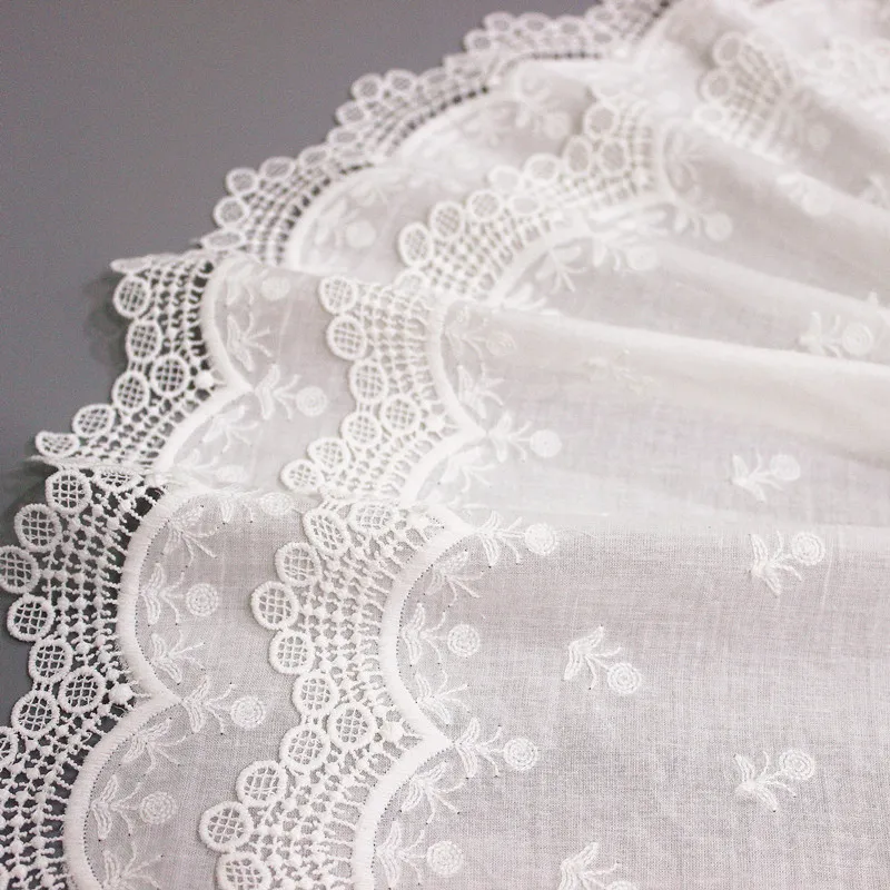 1 Yard White Lace Fabric Double Layer Mesh Lace Trim DIY Garment Accessories 22CM Wide