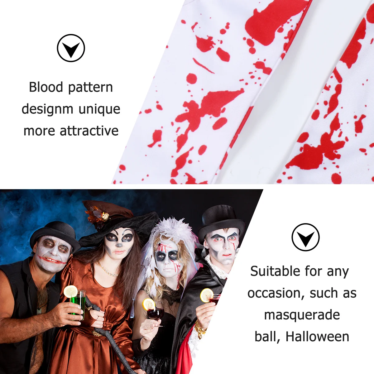 

4 Pcs Bloody Gloves and Socks Set Halloween Costumes Scary Horror Cosplay Women Polyester Knee