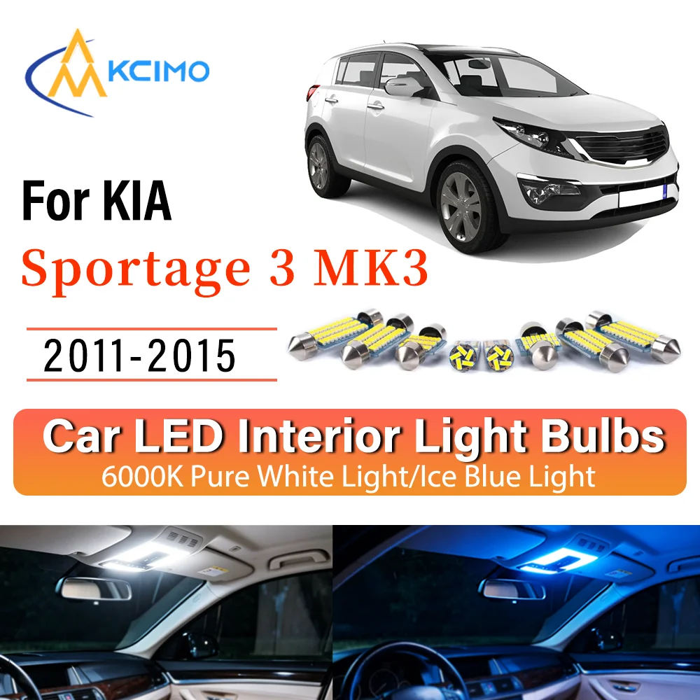 

Interior Lighting Kit For KIA Sportage 3 MK3 2011-2015 LED Bulbs for Dome Map Door Trunk License Plate Light
