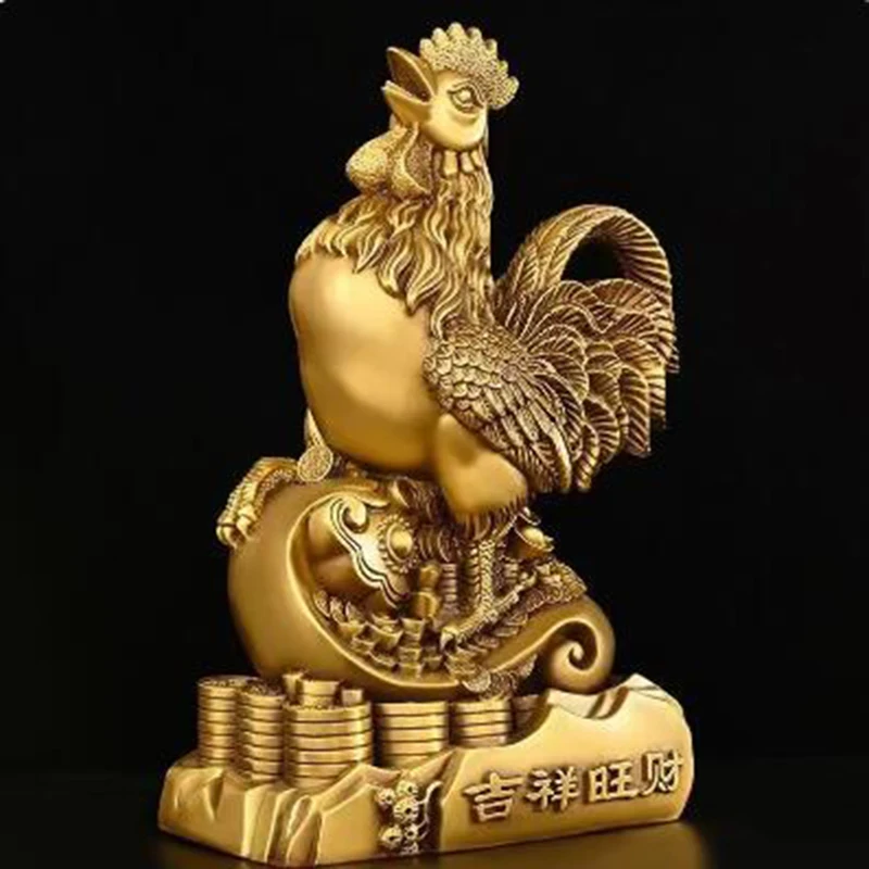 

Copper Chicken Ornament Fortune Zodiac Chicken Attracting Wealth and Prosperity Home Office Decoration