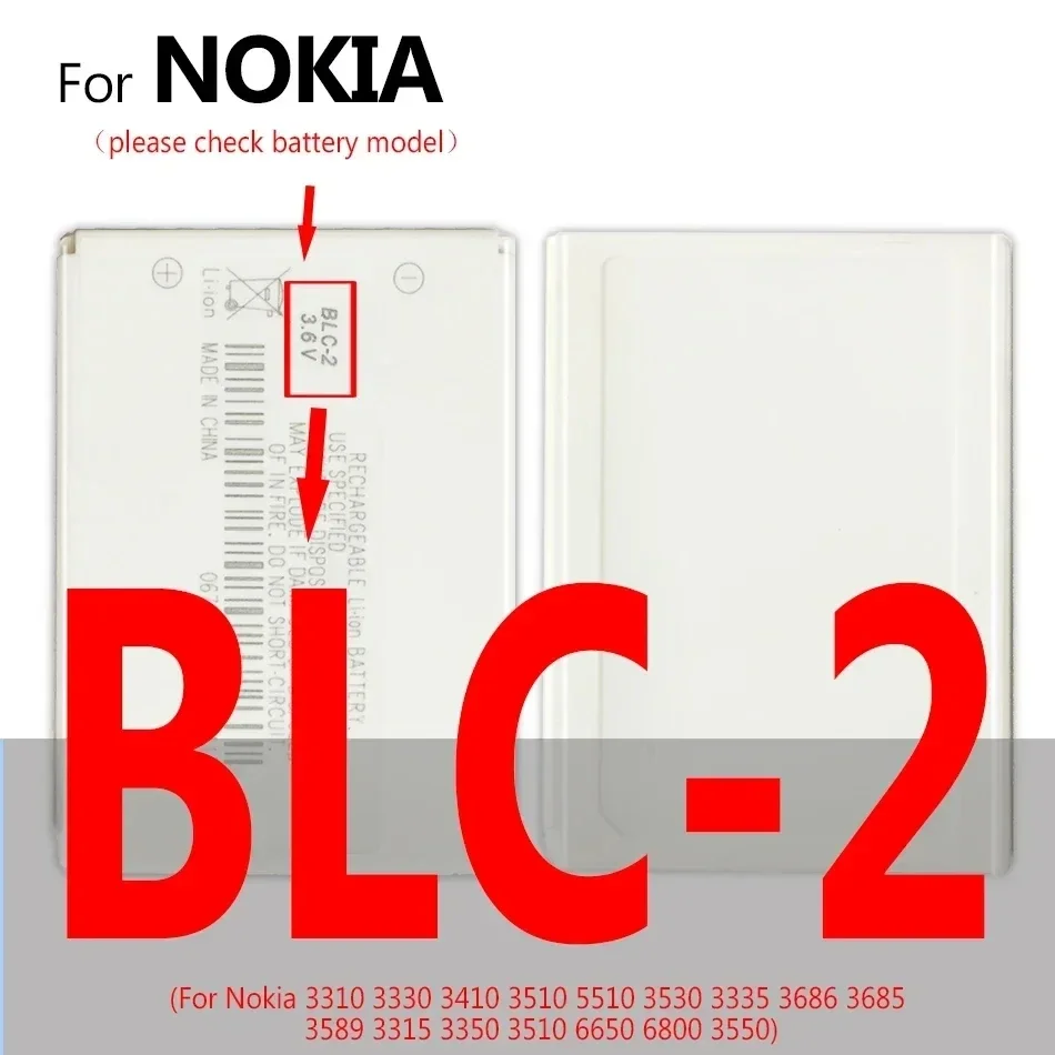 BLC-2 BLB-2 BLD-3 BL-4C BL-5C Battery For Nokia 1200 2100 3200 3300 6220 6610 7210 7250 3310 3330 3410 3510 5510 3530 3335 BLD 3