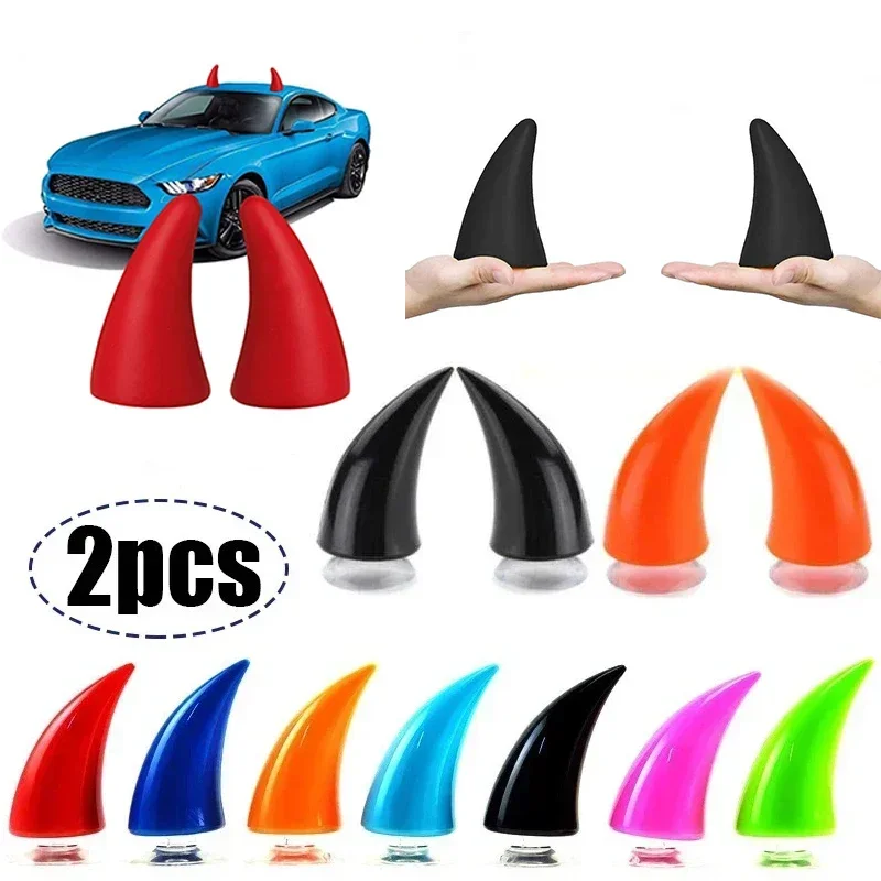

1/2pc Devil Horns Bumper Decor for Car,Cool Decor Devil Horns Antenna Toppers,Anti Collision Decal for Helmet Motorcycle