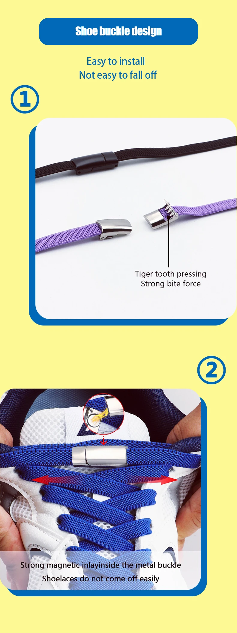 Magnetische Schnürsenkel ohne Schnürsenkel, elastische Schnürsenkel für Sneaker, Schnürsenkel ohne Binden, für Kinder und Erwachsene, 0,8 mm breit, Schuhzubehör. – Detail 3