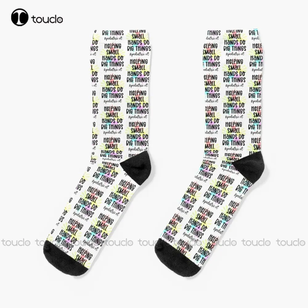 Pediatric Ot Helping Small Hands Do Big Things | Occupational Therapist | Ot | Occupational Therapy Gifts Socks Custom Gift Art