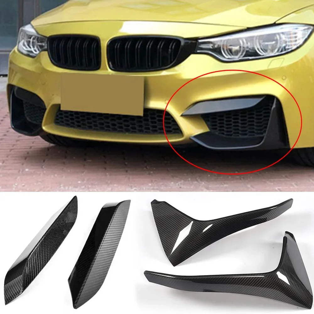 Carbon Fiber Car Front Bumper Splitters for BMW F80 M3 Sedan 4D F82 F83 M4 Coupe 2D 2014-2019 Front Splitter Fog Lamp Trim Cover