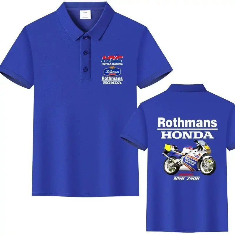 

Honda Two Chong Fire Chariot NSR250P4 HRC Ice Silk Хлопковая модная рубашка-поло с коротким рукавом Футболка мотоциклетный велосипедный костюм