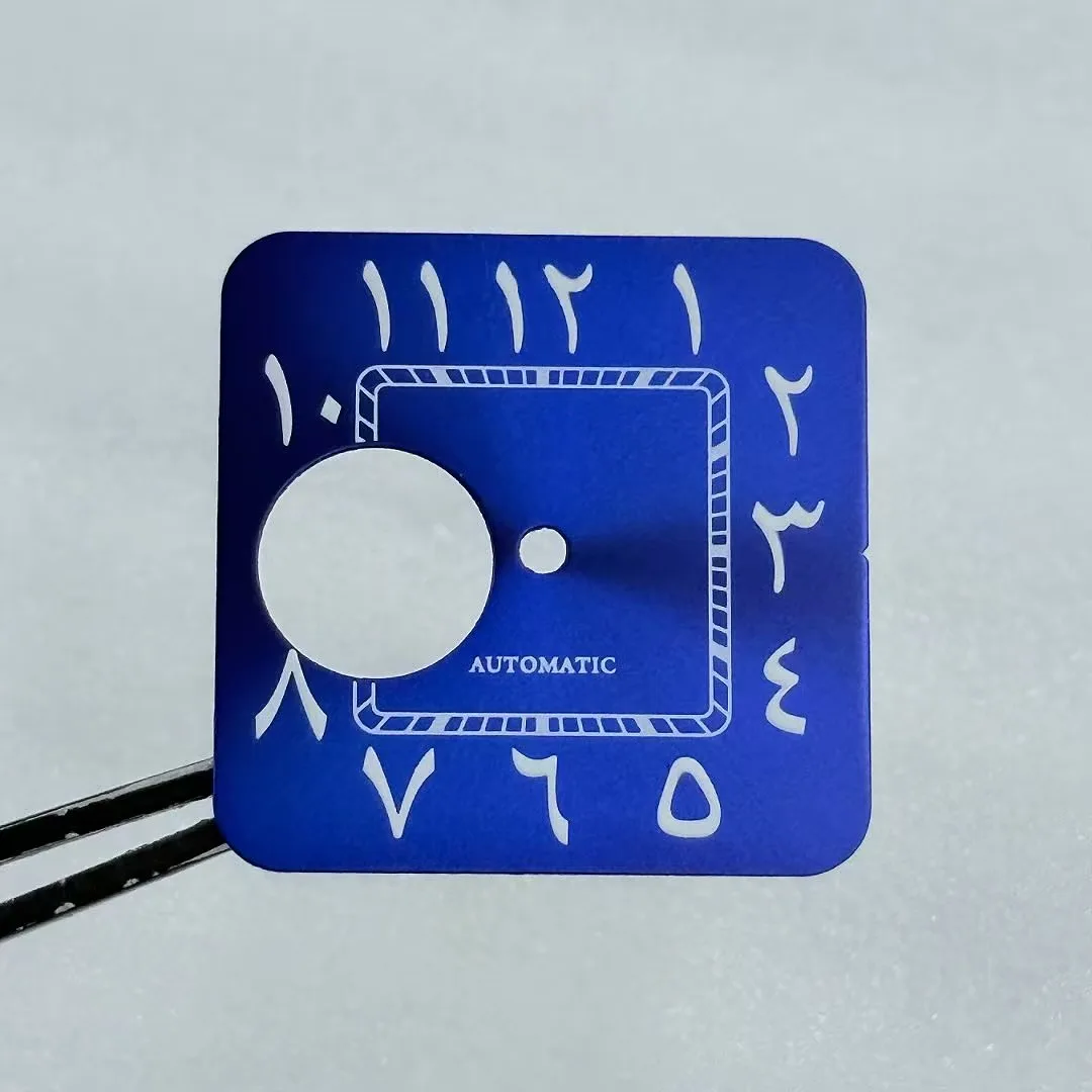 27mm Sunburst Hollow Arabic Green Lume Square Dial for NH70/NH38 Movement Case Mod Parts