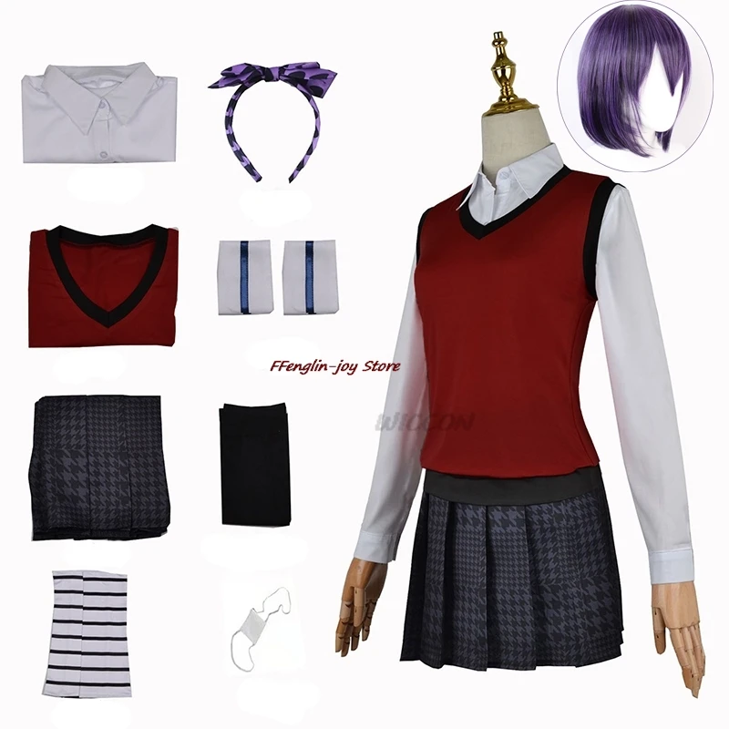 Anime Kakegurui Costume Jk-Uniform Midari Ikishima Cosplay Anime Midari Compulsive Gambler Wigs  School Girl School Suit JK cos