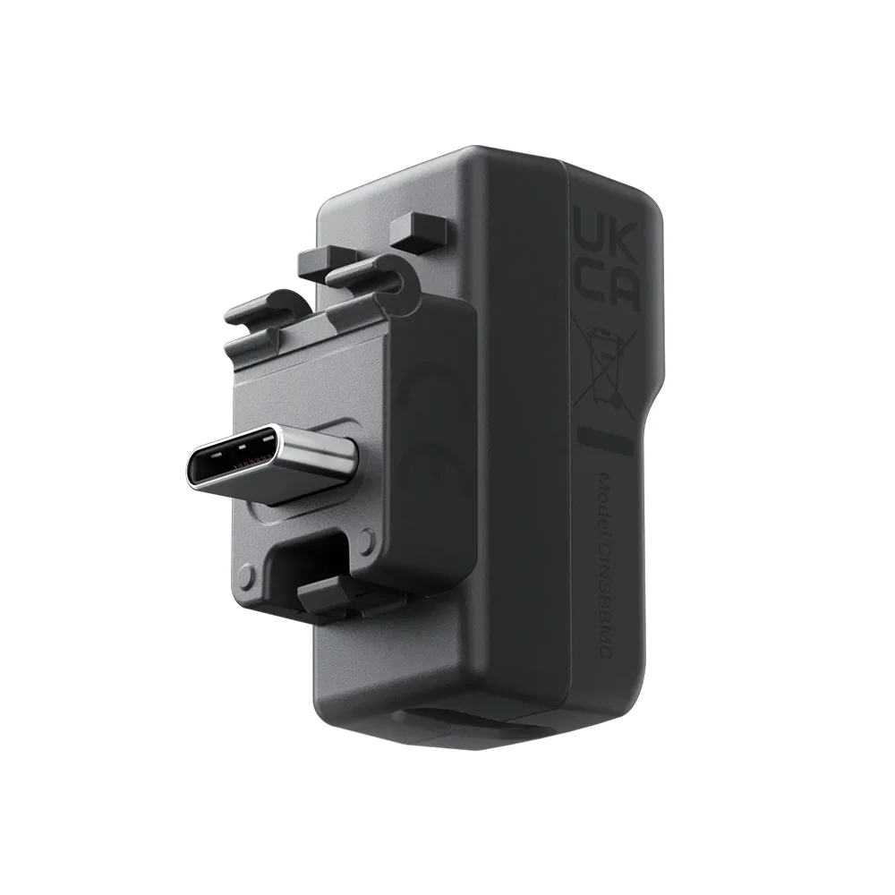 Official & Original Insta360 X4 Mic Adapter,A 3.5mm audio port and Type-C port allow you to connect the mic and charge camera