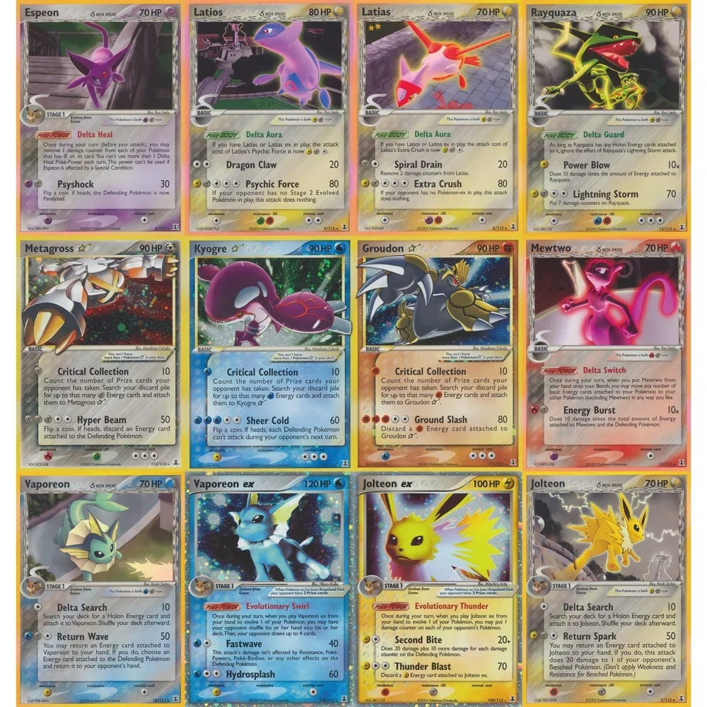 PTCG Cards Delta Species Set EX Holo Rare Cards Kyogre Groudon Rayquaza Umbreon Vaporeon PTCG Cards Gift Collection PKM DIY