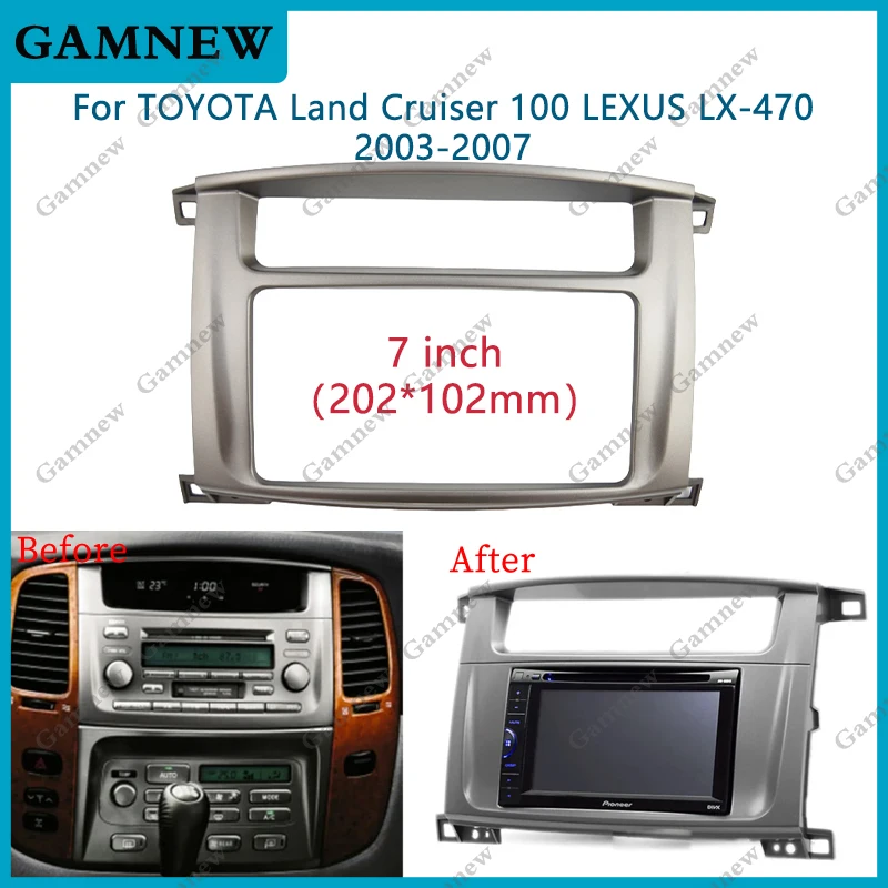 Double Din Radio Frame for TOYOTA Land Cruiser 100 LEXUS LX-470 Stereo GPS DVD Dashboard Installation Dash Trim Kit Fascia Bezel