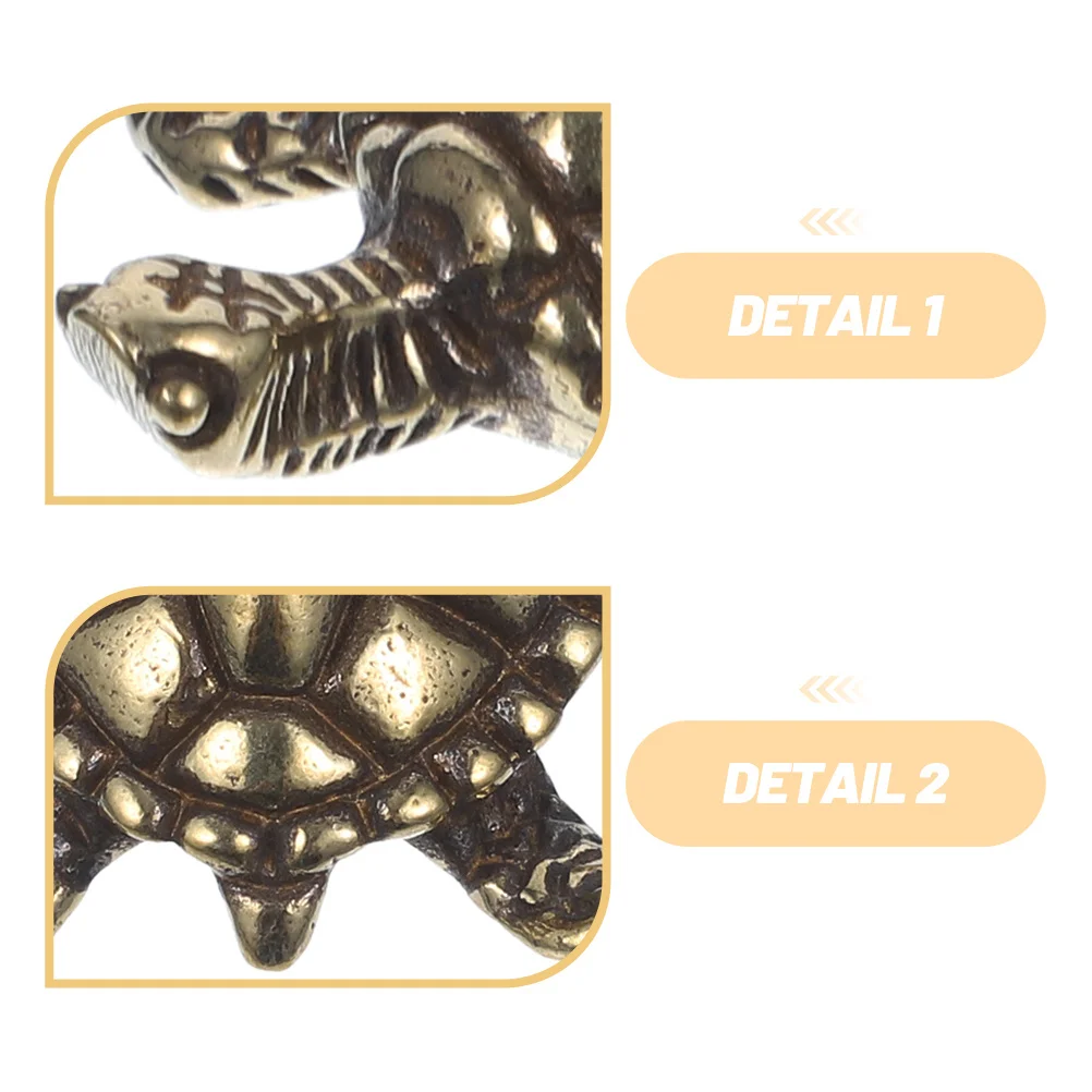 2 قطعة تماثيل السلحفاة النحاسية الصغيرة تبدو دائم أنيقة سطح المكتب زخرفة لمكتب رف الكتب أو مساحة المعيشة الديكور #3