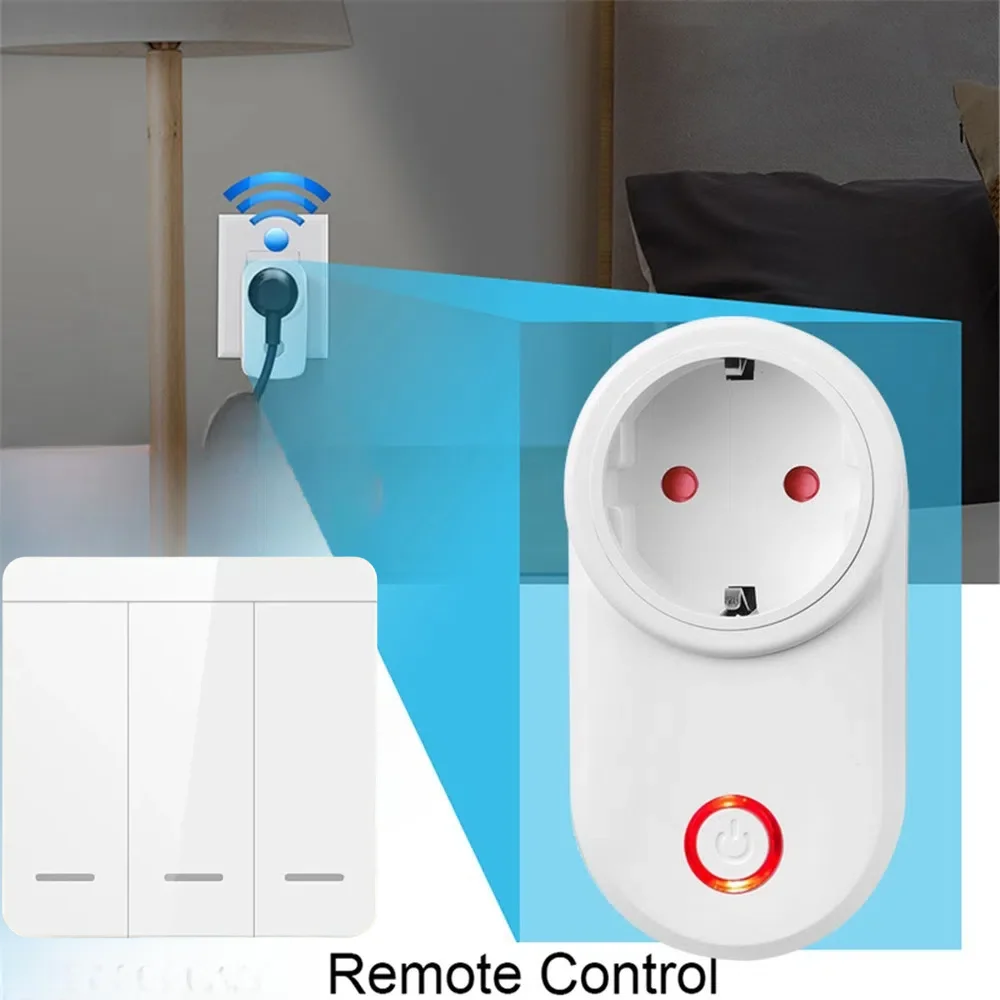 Smart Light Switch Wireless Remote Control Wall Switch Electric Socket EU FR Universal Plug 220v 15A Electrical Outlets LED