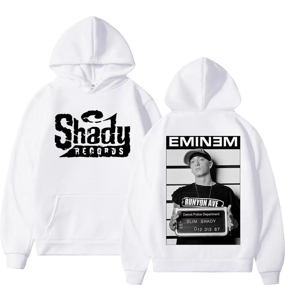 Rapper Eminem Dubbelzijdige Print Hoodie Mannen Hiphop Vintage Oversized Hoodies Trend Mode Capuchon Sweatshirts Streetwear