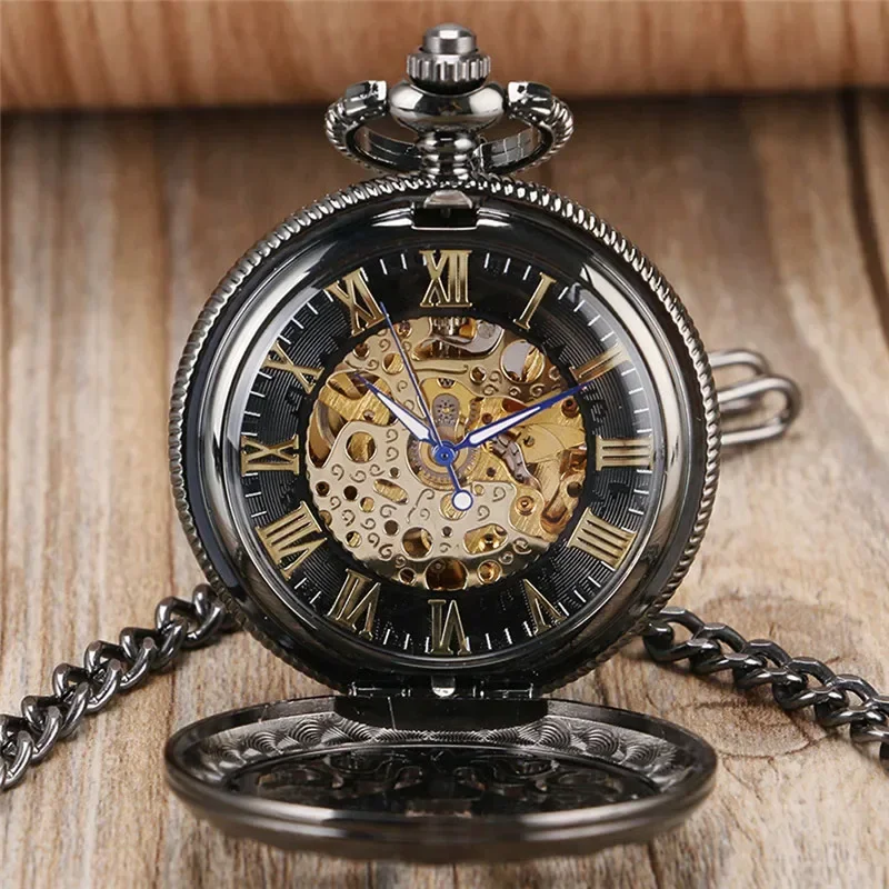 Antique Hollow Out Chinese Knot Mens Womens Auto Mechanical Pocket Watches Roman Numeral Dial Pendant Chain Relgio de bolso
