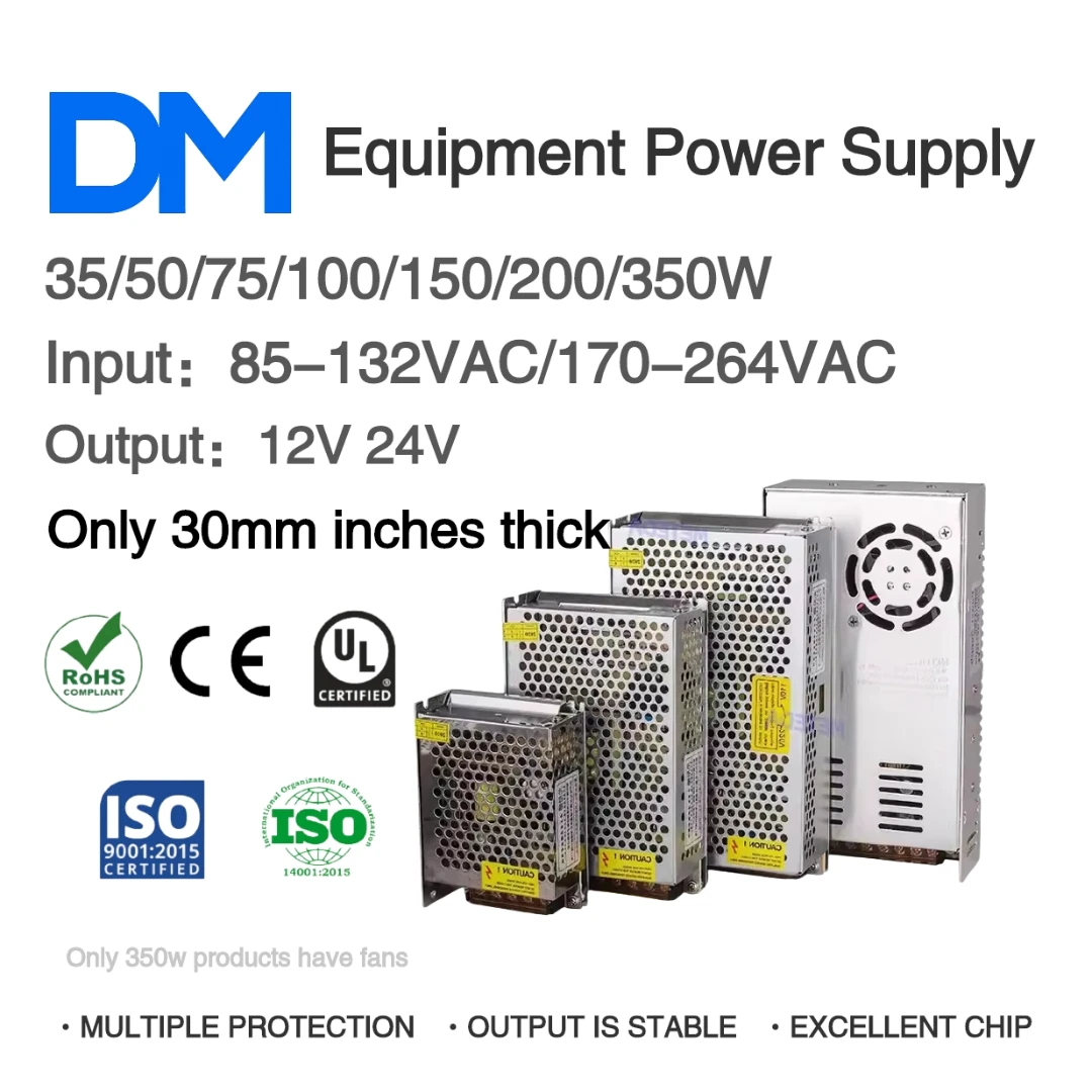

AC85-265V to DC 12/24V 35W 50W 75W 100W 150W 200W 350W Upgraded Version Switching Power Supply for Equipment&Led Ultra-thin