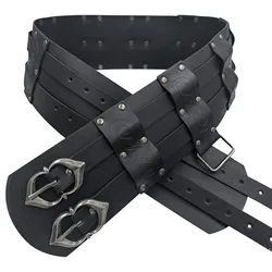Viking Renaissance Belt Celtic Wide Belt Men's Leather Medieval Belt Adventure Warrior Embossed Cosplay Costume Accessory