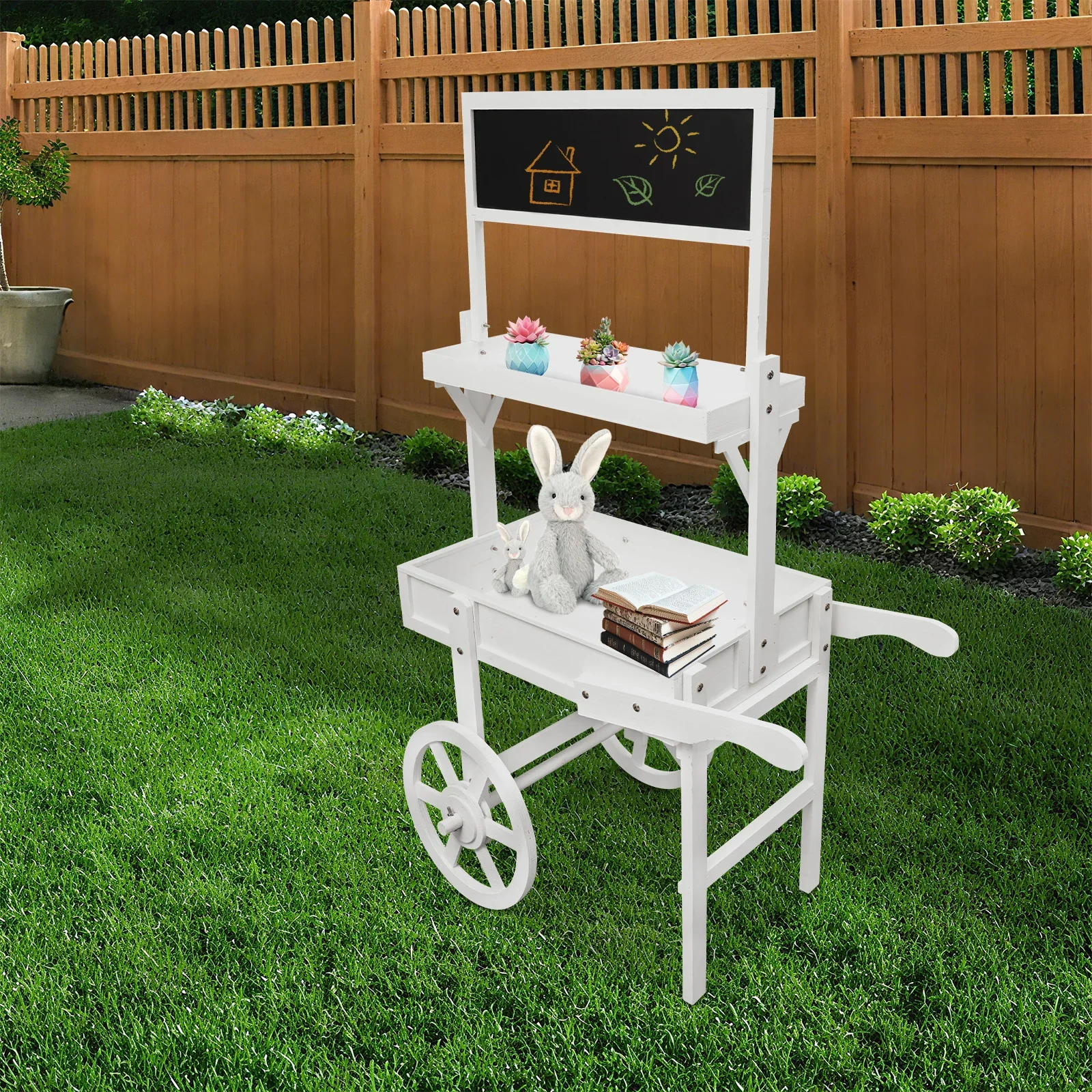 

НОВАЯ белая подставка для цветов, двухслойная подставка для растений с доской, подставка для цветочного горшка 79*42*125 см с украшением