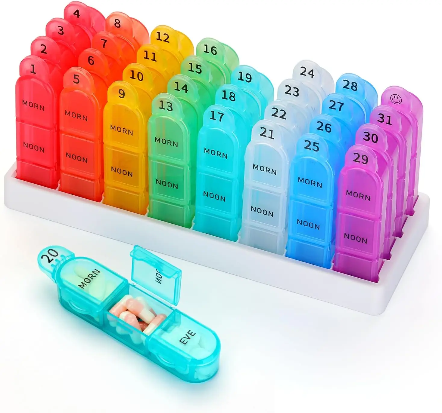 

Monthly Pill Organizer, 31 Day Pill Dispenser 3 Times a Day with Small Pill Box, 4 Week Pill Container for Vitamins, Fish Oil