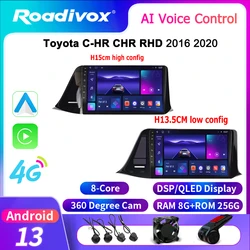 roadivox Android car radio for Toyota C-HR CHR RHD 2016 2020 stereo GPS Navigation video Multimedia Player tape recorder