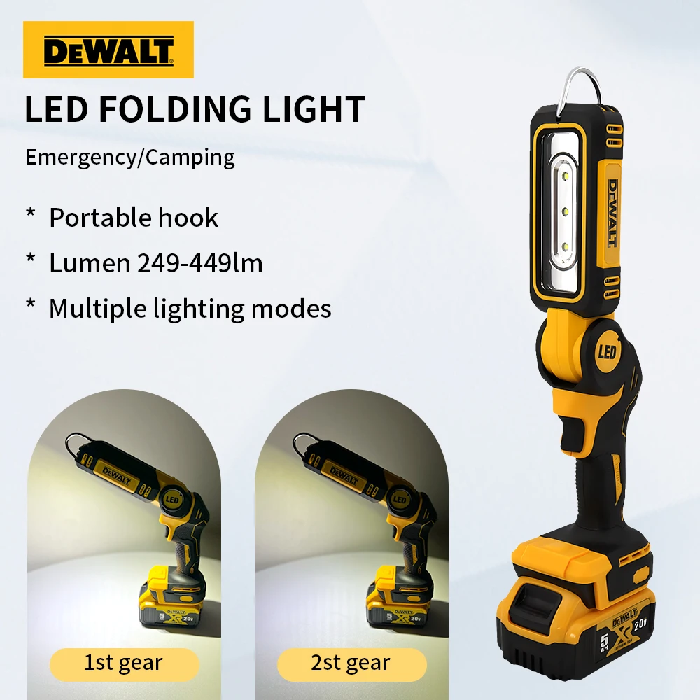 Dewalt Portable Folding LED Light Multifunctional  Outdoor Camping Lamp Rechargeable Working Light Emergency Lighting Flashlight