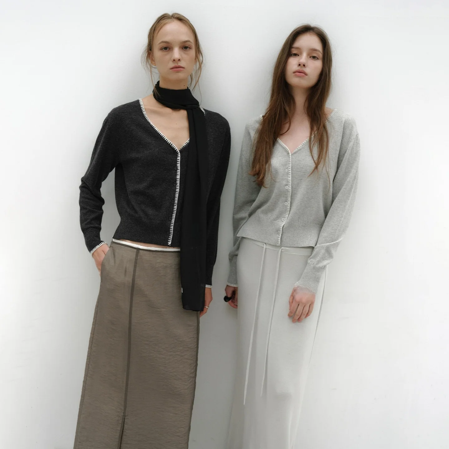 

Шерстяной вязаный кардиган с V-образным вырезом, контрастными вставками и открытым передом, в корейском стиле, стандартный крой, длинный, для повседневной носки