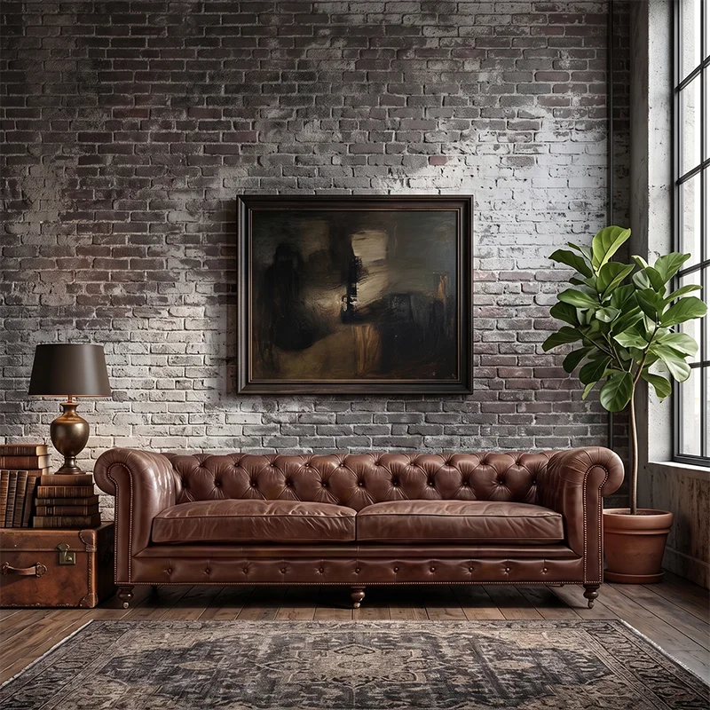 xx-RH KENSINGTON LEATHER Sectional Sofa Modern Style Deep Button Tufting Curved Arms Top Grain Brown Luxury Living Room Set