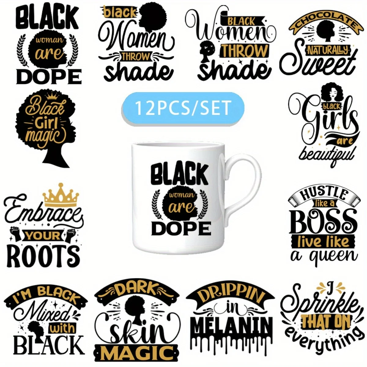 12PCS/SET Black Que…