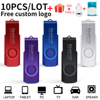 Zsuit 10Pcs/Lot USB Flash Drive 64GB 32GB 128GB High Speed Pen Drive 16GB Memory Stick Free Custom Logo Gift Metal Memory U Disk