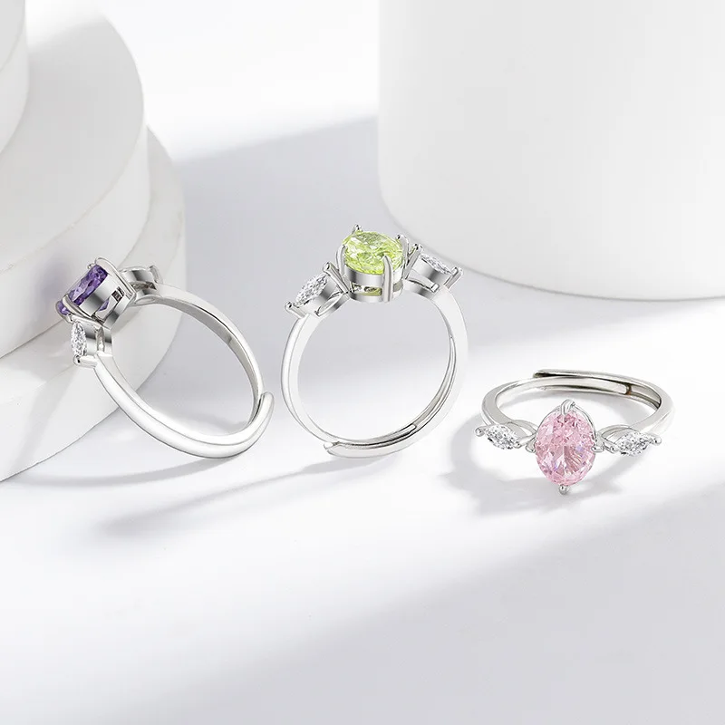 

Легкое роскошное кольцо из стерлингового серебра 925 пробы с ледяным цветком, овальное высокоуглеродистое кольцо с бриллиантом, простое блестящее кольцо, юбилейные украшения