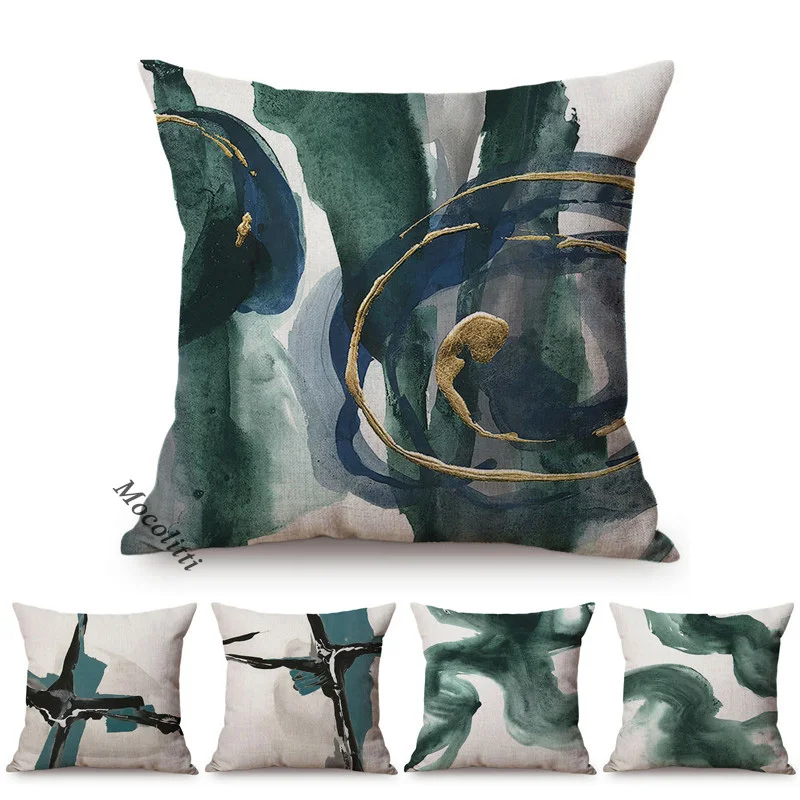 Nordic Classic Art Sofa Decoration Pillow Case Sapphire Gilding Growth Ring Gold Geometric Marble Texture Style Cushion Cover