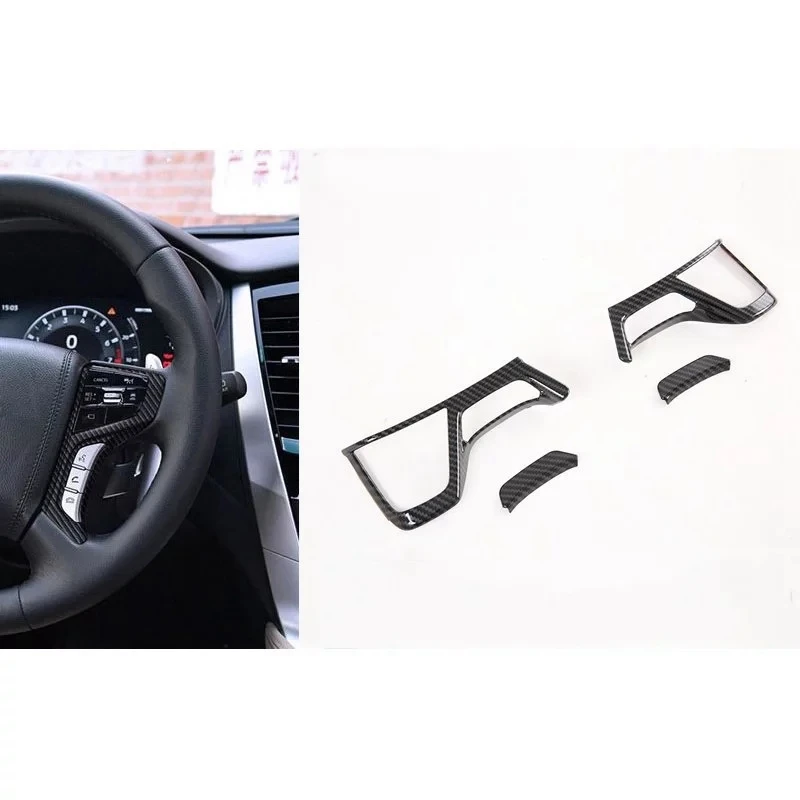 Classic-For Pajero Sport 2020 4PCS Garnitures de Volant en Fibre de Carbone ABS pour l'Intérieur de Voiture, Moulures de Volant, Styling Automobile