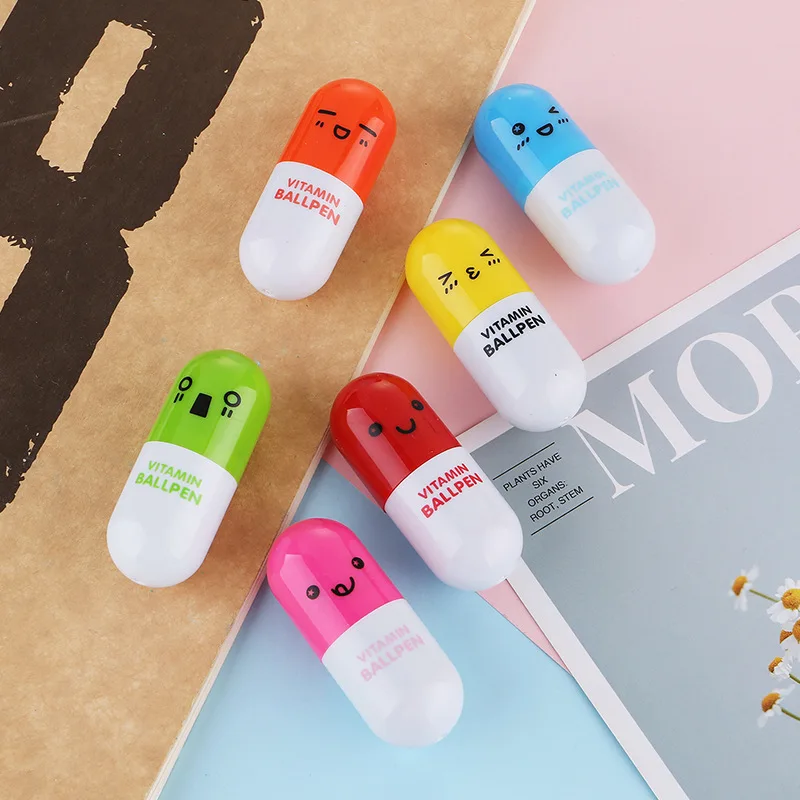 

Wholesale Cute Pill Ballpoint Pen Student Stationery Cartoon Pen Giveaway Capsule Pen Advertising Pen