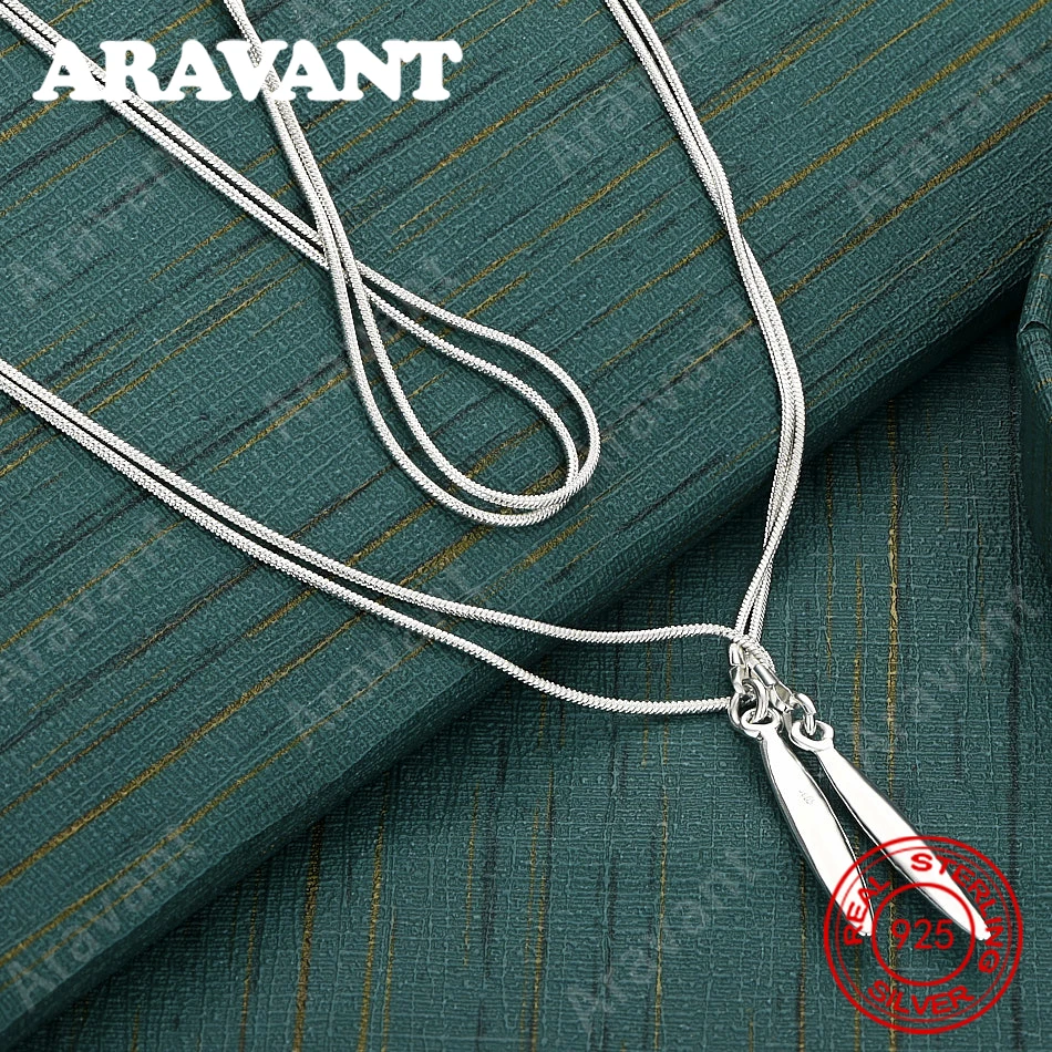 

Ожерелье из стерлингового серебра 925 пробы с двойной цепочкой-змейкой и подвесками-каплями — простое, роскошное, нишевое, элитное украшение для вечеринок