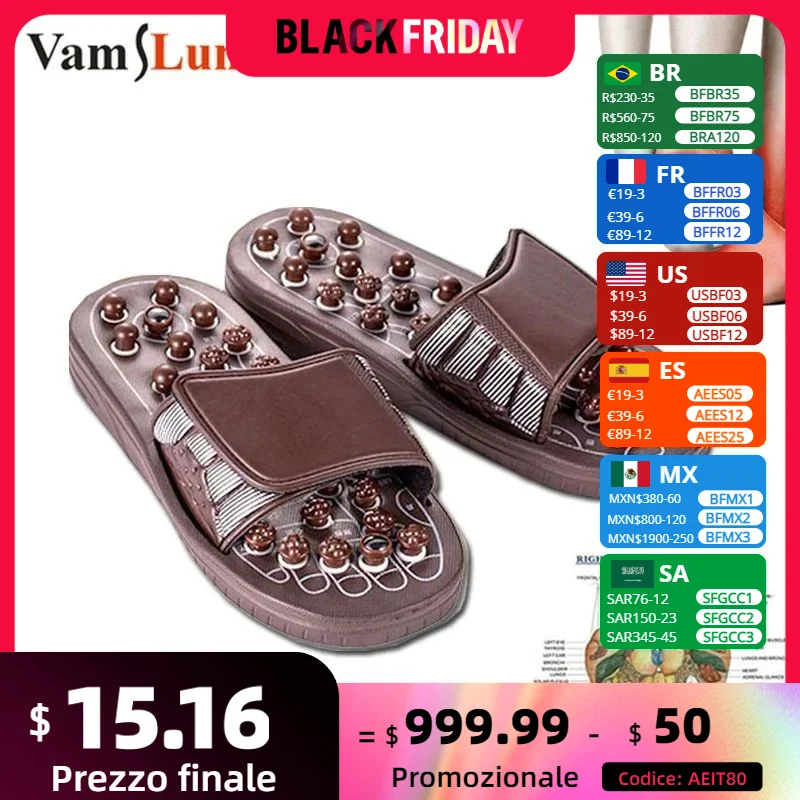 Foot Massage Acupuncture Slippers Acupoint Activation  Reflexology Spring Magnetic Therapy Relieve Foot Pain Meridians Arthritis