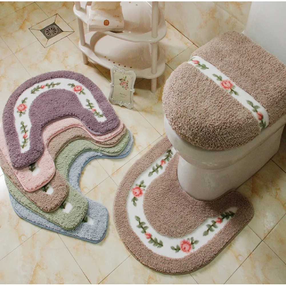 Pastorable Style Non-slip Water Absorption U Shaped Toilet Rug