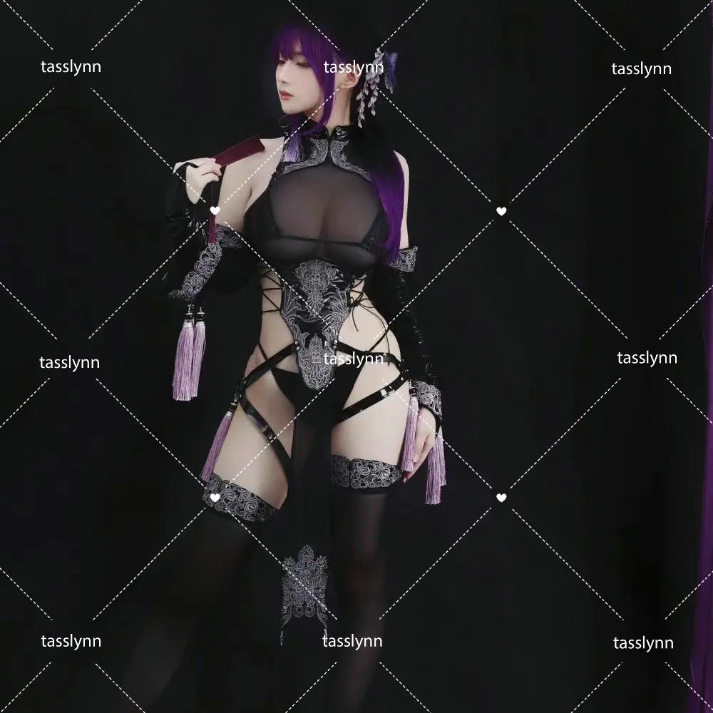 

Purple Dark Reign Ninja Shadow Snow Shadow Patent Leather Case Cosplay Costume Outfit with Tassel Cosplay Bodysuit