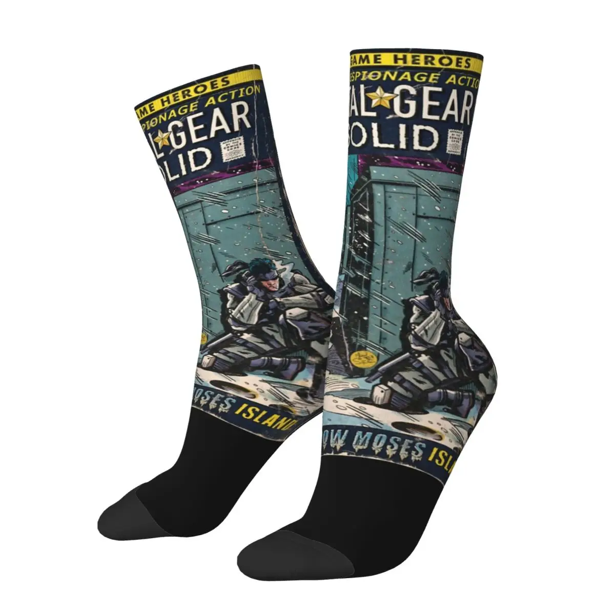 Metal Gear Solid Enter Shadow Moses Comic Accessories Crew Socks Cozy MGS1 Games Sport Middle Tube Socks Warm for Women's Gifts