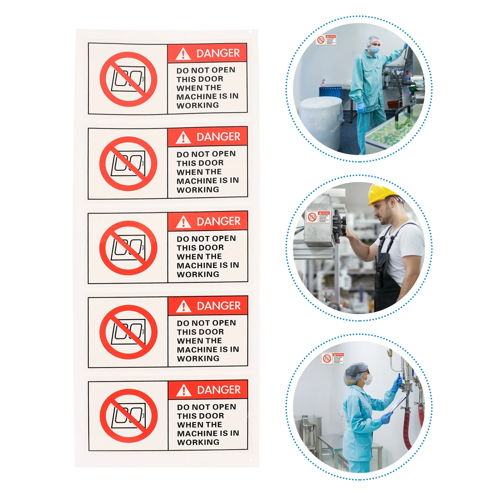 

5Pcs Safety Warning Stickers Machine Caution Decals Lightweight Practical Daily Life Equipment Security Black